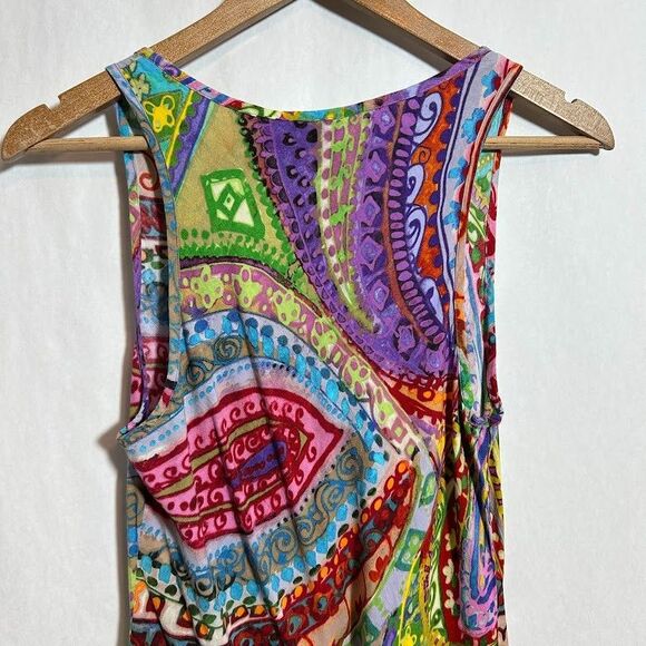 Jams World Just for Fun Dress M Paisley Quartz Colorful Watercolor Beachy Rayon - Picture 5 of 8